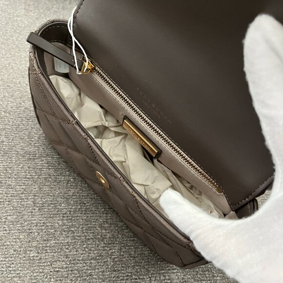 NWT TORY BURCH WILLA Mini Top Handle Leather Crossbody Bag $498 Volcanic Stone - Picture 6 of 8